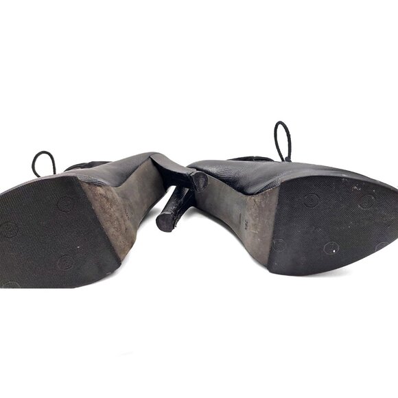 Alexander Wang Black Leather Ankle Lace Up Moto Boots Booties Size US 6.5 - Picture 9 of 13